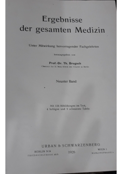 Ergebnisse der gesamten Medizin, 1926 r.