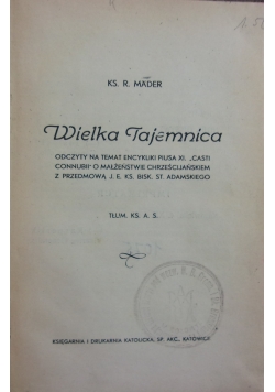 Wielka tajemnica, 1931 r.