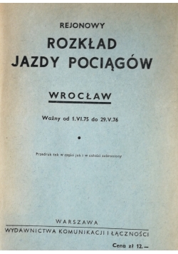 Rejonowy rozkład jazdy pociągów Wrocław