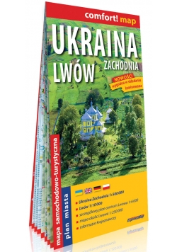 Ukraina Zachodnia i Lwów laminowana mapa samochodowo-turystyczna 1:500 000 laminowany plan miasta