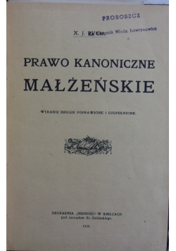 Prawo kanoniczne małżeńskie, 1920 r.