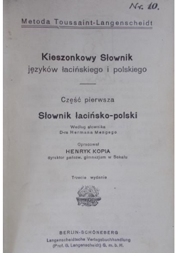 Kieszonkowy słownik języków łacińskiego i polskiego, 1926 r.
