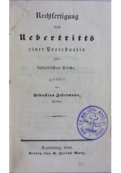 Rechtfertigung des Ubertritts,1843r.
