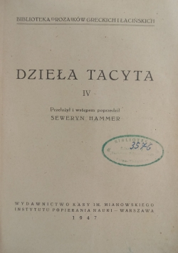 Dzieła Tacyta, 1947 r.