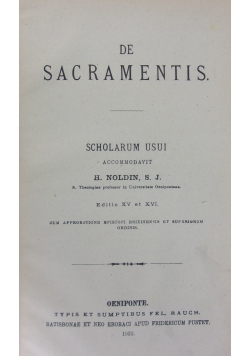De sacramentis . Scholarium usui accommodavit, 1923r.
