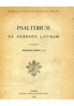 Psalterium ex hebraeo latinum, 1928 r.