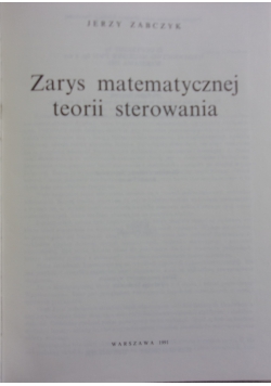 Zarys matematycznej teorii sterowania
