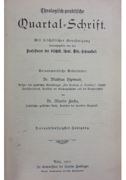 Theologisch praktische Quartalschrift 54 band, 1901r.