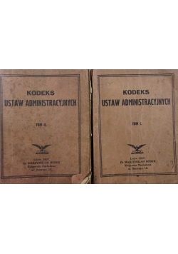 Kodeks ustaw administracyjnych  tom I i II, 1937r.