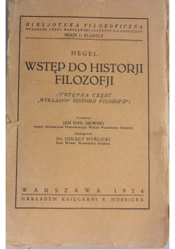 Wstęp do historii filozofji, 1924 r.