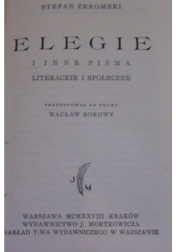 Elegie i inne pisma literackie i społeczne, 1928 r.