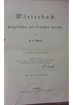 Worterbuch der franzosischen und Deutsch Sprache, 1895 r.