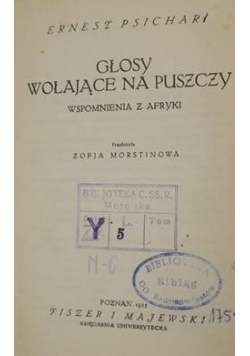 Głosy wołające na puszczy, 1925 r.