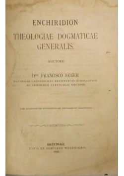 Enchiridion Theologiae Dogmaticae Generalis, 1893 r.