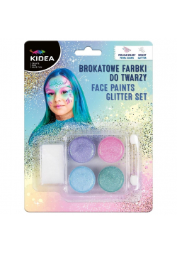 Farbki do twarzy brokatowe 4 kolory KIDEA