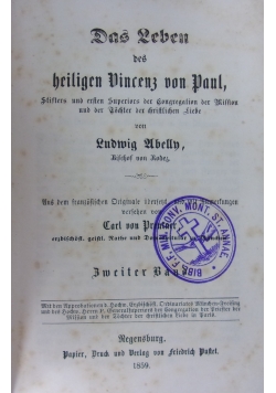 Das Leben des heiligen Vincenz von Paul, 1859 r.