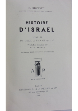 Histoire D'Israel, Tom II