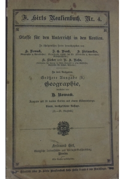Stoffe für den Unterricht in den Realien . Heft 4 Geographie. 1899 r.