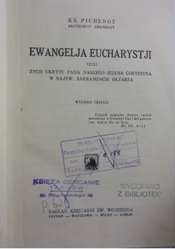 Ewangelia Eucharystji, 1928 r.