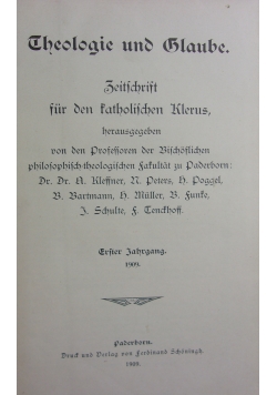 Theologie und Glaube, 1919r.