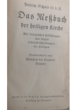 Das Messbuch der heiligen Kirche, 1938 r.