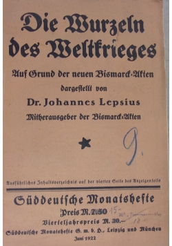 Die Wurzeln des Weltfrieges, 1922r.