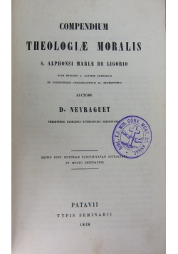 Compendium Theologiae Moralis, 1848 r.