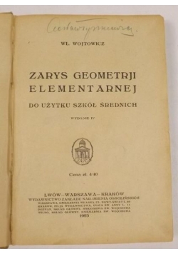 Zarys geometrii elementarnej, 1925 r.