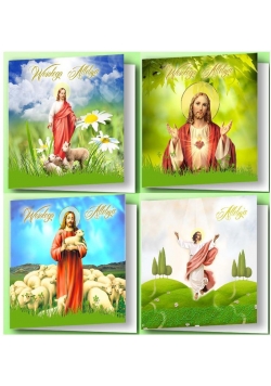 Karnet Wielkanocny (10szt.) kwadrat religia MIX