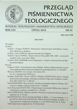 Przegląd piśmiennictwa teologicznego rok XXI nr 41