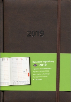Kalendarz 2019 książkowy A5 tygodniowy Lux ciemny brąz