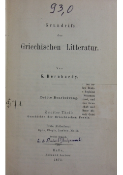 Grundriss der Griechischen Litteratur ,1877 r.