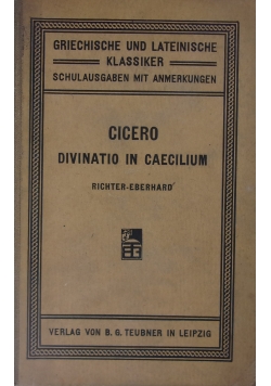 Cicero Divination In Caecilium, 1884r.