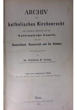 Archiv fur katholisches Kirchenrecht, 1872r.