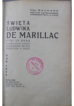 Żywot św. Ludwiki De Marillac, 1934r.