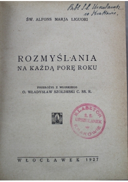 Rozmyślania na każdą porę roku 1927 r.