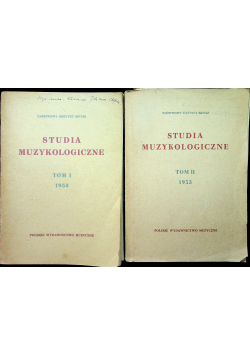 Studia muzykologiczne 2 tomy 1953 r