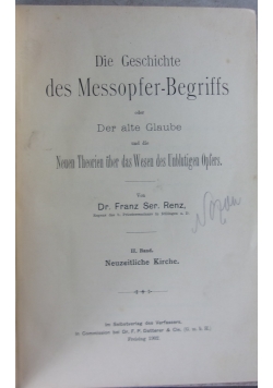 Die geschichte des Messopfer-Brgriffs, 1902r.