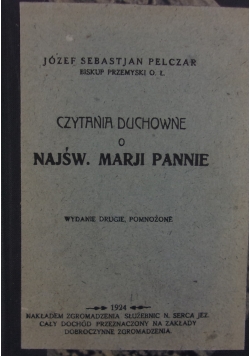Czytania duchowe o Najświętszej Marii Pannie, 1924 r.