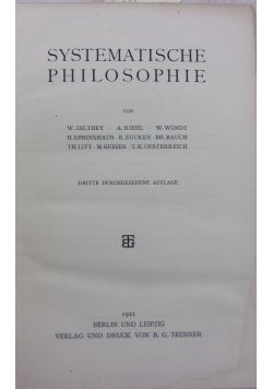 Systematische philosophie, 1921r