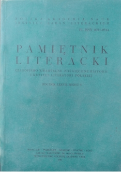 Pamiętnik literacki, Rocznik LXXVII, Zeszyt 3