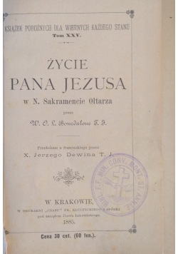 Życie Pana Jezusa, 1885r.