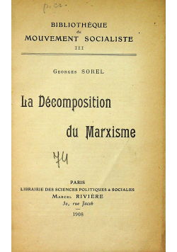 La Decomposition du Marxisme 1908 r