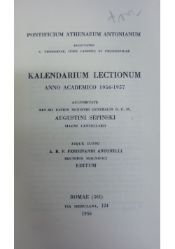 Kalendarium Lectionum anno accademico 1956-1957