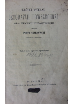 Krótki wykład Jeografiji Powszechnej, 1864 r.