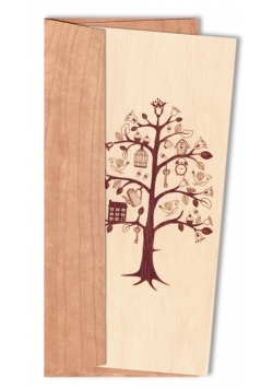 Karnet DL z drewnianą kopertą Drzewo życia