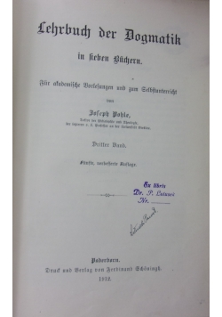 Lehrbuch der Dogmatik,1912r.