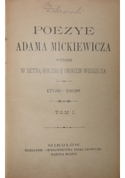 Poezye, tom od I do IV w dwóch książkach, 1898r.