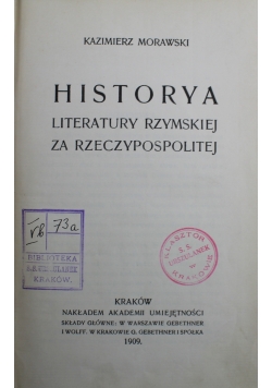 Historya literatury rzymskiej za Rzeczypospolitej 1909 r.