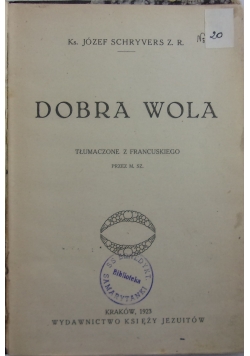 Dobra wola, 1923 r.